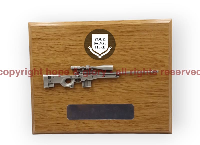 L115A3 SNIPER RIFLE and CAP BADGE Large Wooden Military Plaque